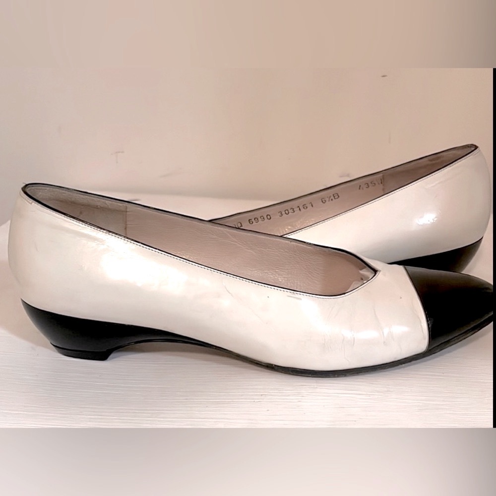 Salvatore Ferragamo White With Black Cap Toe